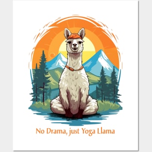 No Drama Just Yoga Llama | Unisex Tshirt | Llama Meditation | Nice Gift For All Yoga Lovers Posters and Art